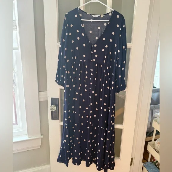 Seraphine Navy Polka Dot Tiered Maternity Maxi Dress - Picture 7 of 10